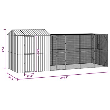 vidaXL Κλουβί Πουλιών Ανθρακί 621 x 208 x 247 εκ Επικαλυμμένος Χάλυβας