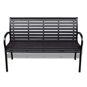 vidaXL Παγκάκι Κήπου Μαύρο από Ατσάλι / WPC 125x60,5x80,5cm 1 τεμ.