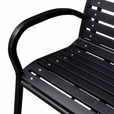 vidaXL Παγκάκι Κήπου Μαύρο από Ατσάλι / WPC 125x60,5x80,5cm 1 τεμ.
