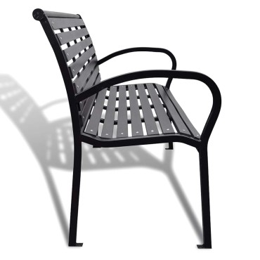 vidaXL Παγκάκι Κήπου Μαύρο από Ατσάλι / WPC 125x60,5x80,5cm 1 τεμ.