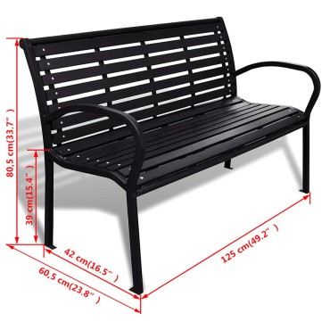 vidaXL Παγκάκι Κήπου Μαύρο από Ατσάλι / WPC 125x60,5x80,5cm 1 τεμ.