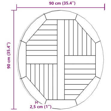 vidaXL Επιφάνεια Τραπεζιού Στρογγυλή Μασίφ Ξύλο Teak