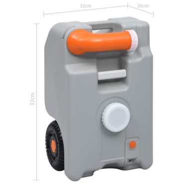 vidaXL Δεξαμενή Νερού με Τροχούς για Κάμπινγκ Γκρι 25 Λίτρων