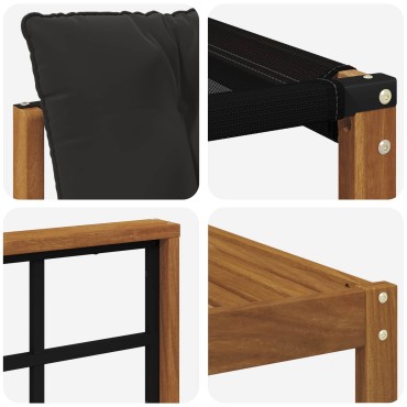 vidaXL Σειρά Καναπέ Εξωτερικού με μαξιλάρι 9 τεμ. Φυσικό και Μαύρο 59x59x37cm