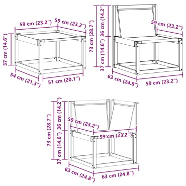 vidaXL Σειρά Καναπέ Εξωτερικού με μαξιλάρι 9 τεμ. Φυσικό και Μαύρο 59x59x37cm