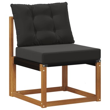 vidaXL Σειρά Καναπέ Εξωτερικού με μαξιλάρι 9 τεμ. Φυσικό και Μαύρο 59x59x37cm