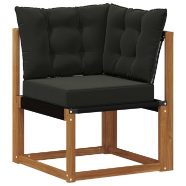 vidaXL Σειρά Καναπέ Εξωτερικού με μαξιλάρι 9 τεμ. Φυσικό και Μαύρο 59x59x37cm