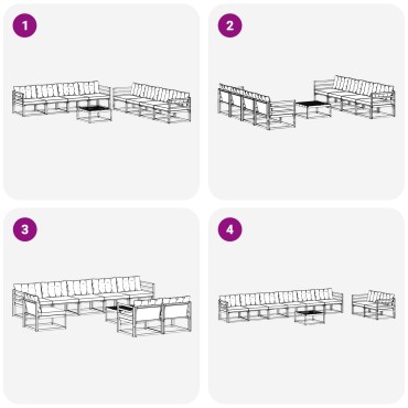 vidaXL Σειρά Καναπέ Εξωτερικού με μαξιλάρι 9 τεμ. Φυσικό και Μαύρο 79x79x37cm