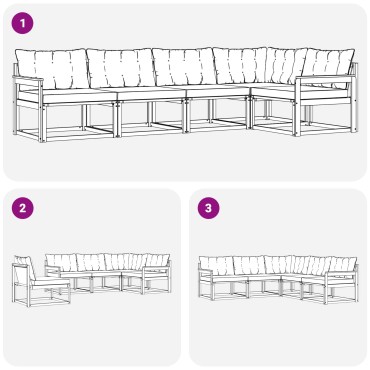 vidaXL Σειρά Καναπέ Εξωτερικού 5 τμχ. Φυσικό και Μαύρο