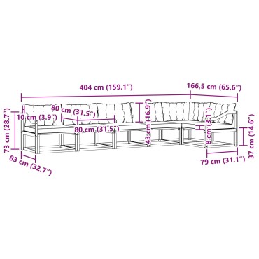 vidaXL Σειρά Καναπέ Εξωτερικού 6 τμχ. Φυσικό και Μαύρο