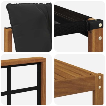 vidaXL Σειρά Καναπέ Εξωτερικού με μαξιλάρι 9 τεμ. Φυσικό και Μαύρο 79x79x37cm