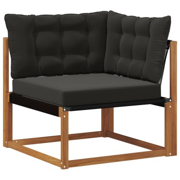 vidaXL Σειρά Καναπέ Εξωτερικού με μαξιλάρι 9 τεμ. Φυσικό και Μαύρο 79x79x37cm