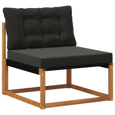 vidaXL Σειρά Καναπέ Εξωτερικού με μαξιλάρι 9 τεμ. Φυσικό και Μαύρο 404x247,5x73cm