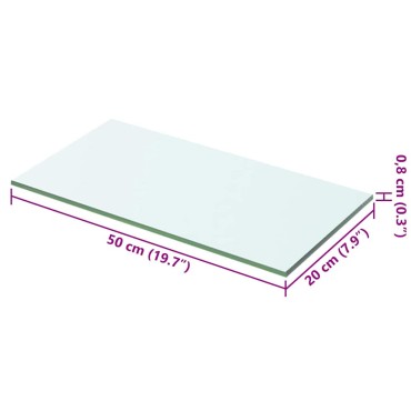 vidaXL Ράφι Πάνελ Διάφανο 50x20cm Γυάλινο 1 τεμ.
