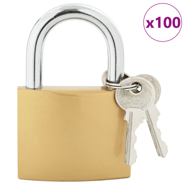 vidaXL Κλειδαριά U με Κλειδιά Ορείχαλκος 7,4 x 2,1 x 10,6 εκ Σίδερο
