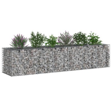 vidaXL Ανασηκωμένο κρεβάτι gabion 2 τμχ. 260x60x55cm Ασημί