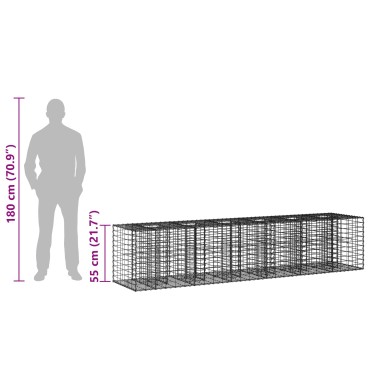 vidaXL Ανασηκωμένο κρεβάτι gabion 2 τμχ. 260x60x55cm Ασημί