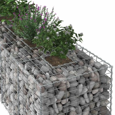 vidaXL Ανασηκωμένο κρεβάτι gabion 2 τμχ. 260x60x55cm Ασημί