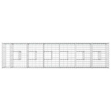 vidaXL Ανασηκωμένο κρεβάτι gabion 2 τμχ. 260x60x55cm Ασημί