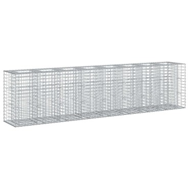 vidaXL Ανασηκωμένο κρεβάτι gabion 2 τμχ. 330x50x80cm Ασημί