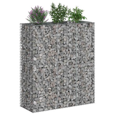 vidaXL Ανασηκωμένο κρεβάτι gabion 2 τμχ. 130x50x150cm Ασημί