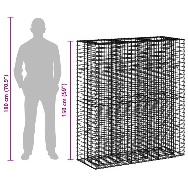vidaXL Ανασηκωμένο κρεβάτι gabion 2 τμχ. 130x50x150cm Ασημί