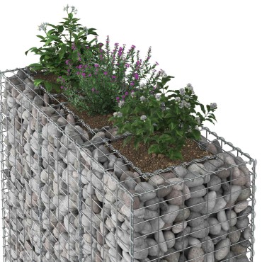 vidaXL Ανασηκωμένο κρεβάτι gabion 2 τμχ. 130x50x150cm Ασημί