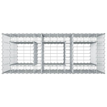 vidaXL Ανασηκωμένο κρεβάτι gabion 2 τμχ. 130x50x150cm Ασημί