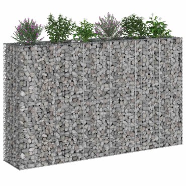 vidaXL Ανασηκωμένο κρεβάτι gabion 3 τμχ. 250x50x150cm Ασημί