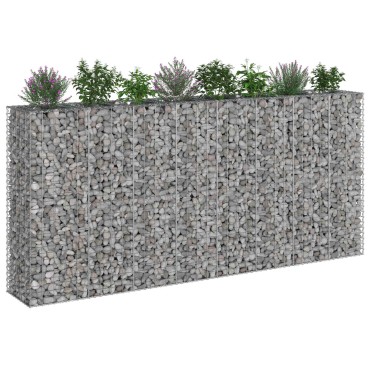 vidaXL Ανασηκωμένο κρεβάτι gabion 4 τμχ. 330x50x150cm Ασημί