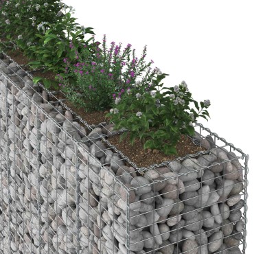 vidaXL Ανασηκωμένο κρεβάτι gabion 4 τμχ. 330x50x150cm Ασημί