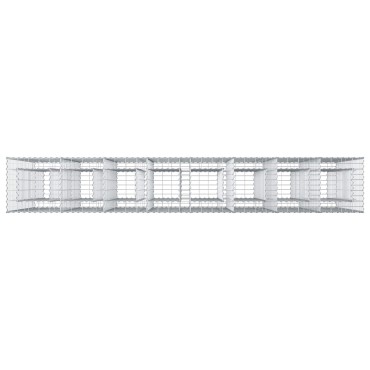 vidaXL Ανασηκωμένο κρεβάτι gabion 4 τμχ. 330x50x150cm Ασημί