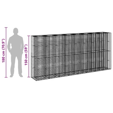 vidaXL Ανασηκωμένο κρεβάτι gabion 4 τμχ. 330x50x150cm Ασημί