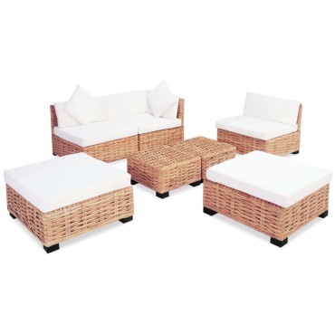 vidaXL Σετ Καναπέ 18 τεμ. από Γνήσιο Ρατάν 67x67x58cm  Γωνιακός