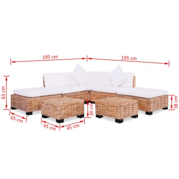 vidaXL Σετ Καναπέ 18 τεμ. από Γνήσιο Ρατάν 67x67x58cm  Γωνιακός