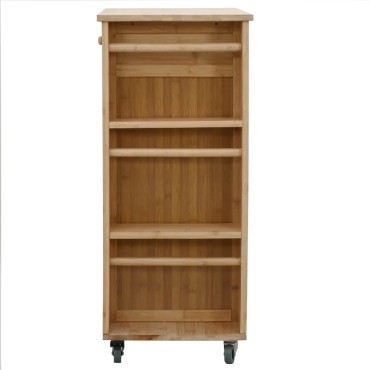 vidaXL Καλάθι κουζίνας με ρόδες Φυσικό 47,5x36x83cm Μπαμπού