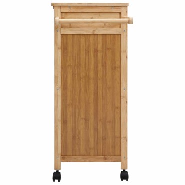 vidaXL Καλάθι κουζίνας με ρόδες Φυσικό 90,5x36x86,5cm Μπαμπού