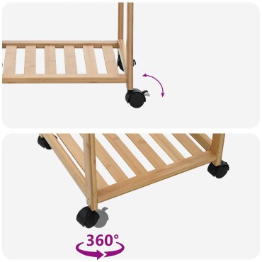 vidaXL Καλάθι κουζίνας με ρόδες Φυσικό 37x36x80cm Μπαμπού