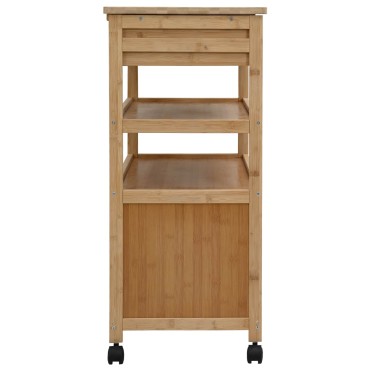 vidaXL Καλάθι κουζίνας με ρόδες Φυσικό 59,5x36x82cm Μπαμπού