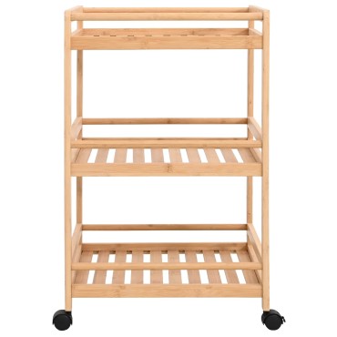 vidaXL Καλάθι κουζίνας με ρόδες Φυσικό 46x38x76cm Μπαμπού
