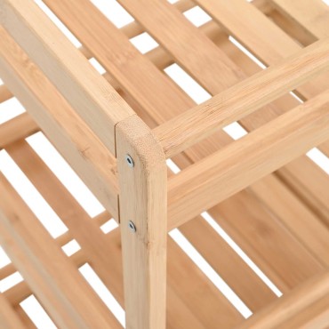 vidaXL Καλάθι κουζίνας με ρόδες Φυσικό 46x38x76cm Μπαμπού