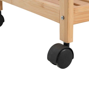 vidaXL Καλάθι κουζίνας με ρόδες Φυσικό 46x38x76cm Μπαμπού