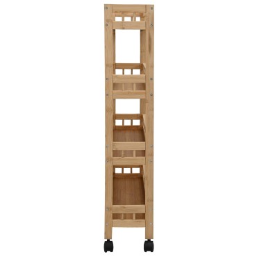 vidaXL Καλάθι κουζίνας με ρόδες Φυσικό 60x18x97cm Μπαμπού