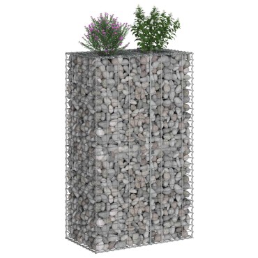 vidaXL Ανασηκωμένο κρεβάτι gabion Ασημί 90x50x150cm