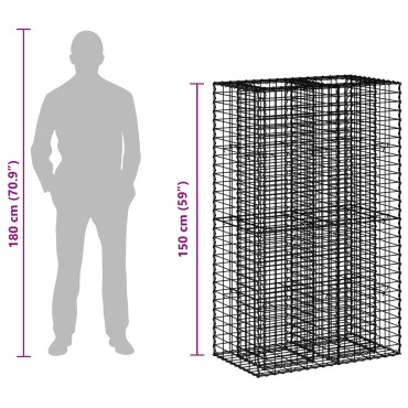 vidaXL Ανασηκωμένο κρεβάτι gabion Ασημί 90x50x150cm