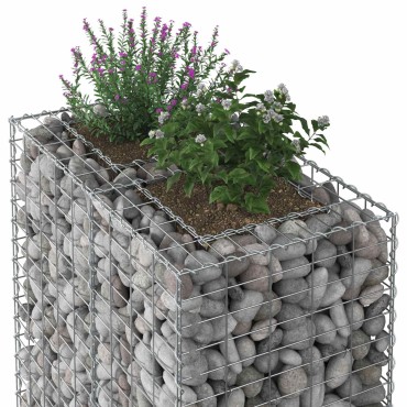 vidaXL Ανασηκωμένο κρεβάτι gabion Ασημί 90x50x150cm