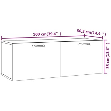 vidaXL Ντουλάπι Τοίχου Γκρι Σκυρ. 100x36,5x35cm Επεξεργασμένο Ξύλο 1 τεμ.