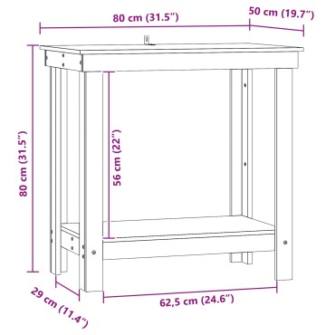 vidaXL Πάγκος εργασίας Κερωμένο Καφέ 80 x 50 x 80 cm Στερεό πεύκο