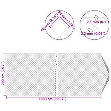 vidaXL Φράχτης αλυσίδας Πράσινο 2 x 10 m Ατσάλι