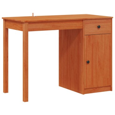 vidaXL Γραφείο με συρτάρι Κερωμένο Καφέ 100x50x74cm Στερεό πεύκο 1 τεμ.